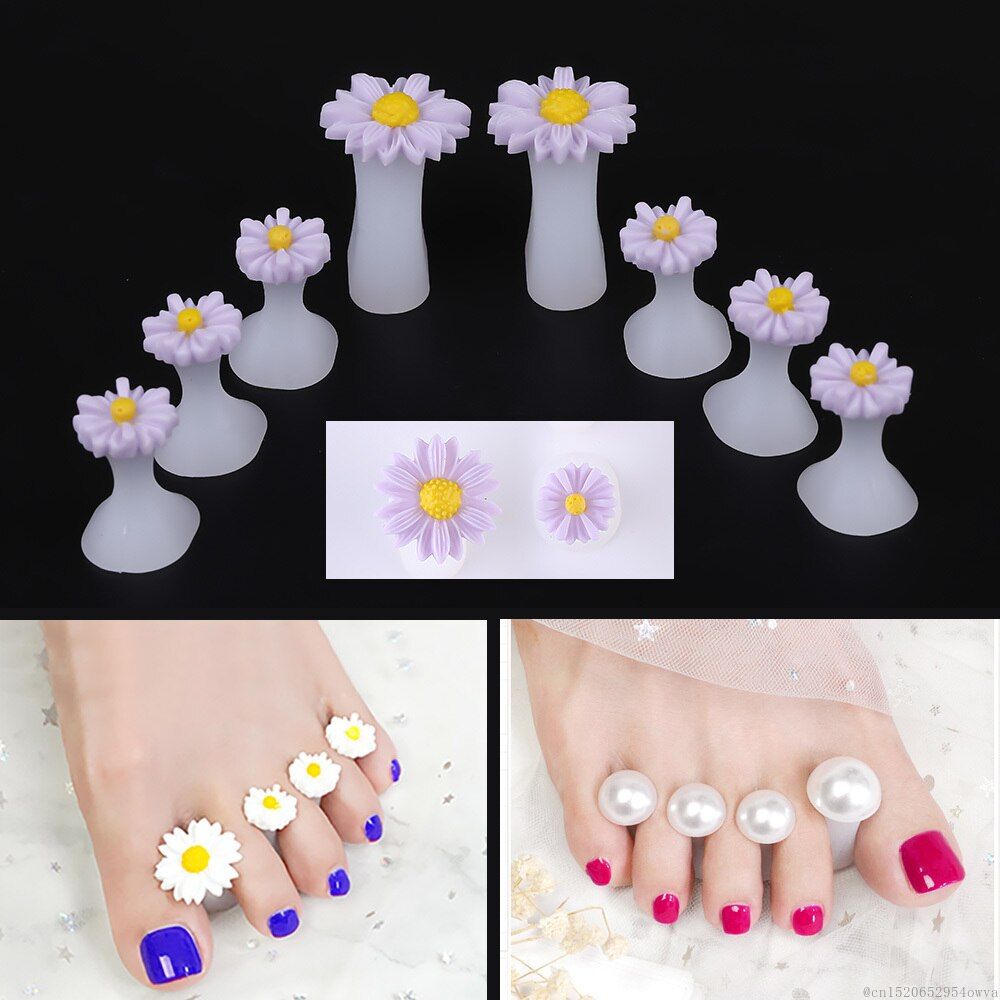 8pcs Pearl Silicone Toe Separator for Nail Polish Foot Finger Divider Form Manicure Pedicure Care Hallux Valgus Nail Art Tool