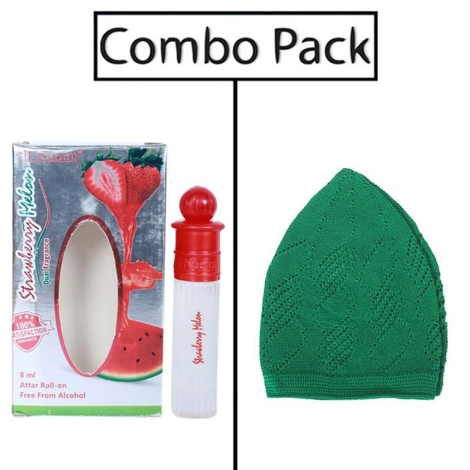 Combo of Al- Nuaim Strawberry Melon Attar and Light Green Tupi
