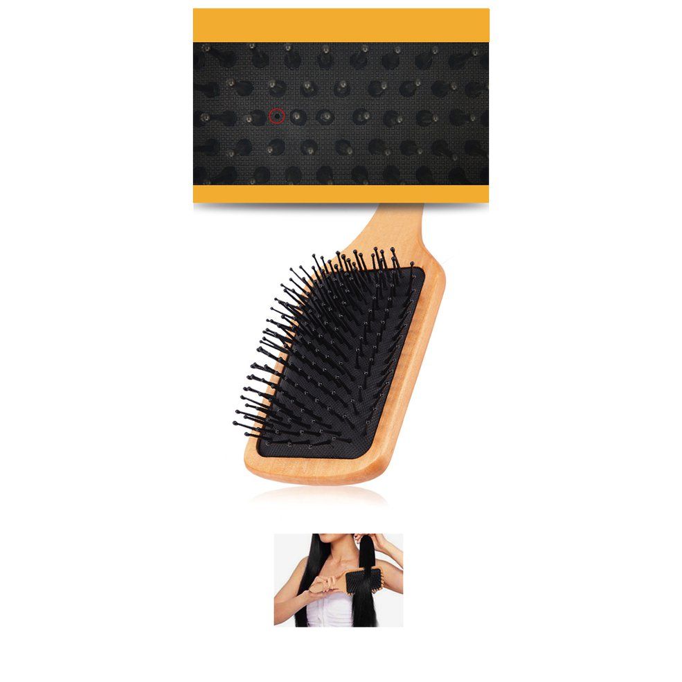 Larch Detangling Massage Brush Hairbrush Comb Air Cushion Airbag Comb Styling-wood