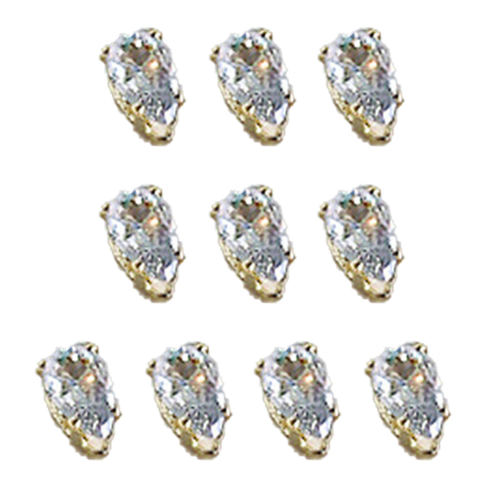 10Pcs Nail Ornaments Irregular Shape Rust-proof Cubic Zirconia DIY 3D Nail Ornaments Fake Nail Decor for Female