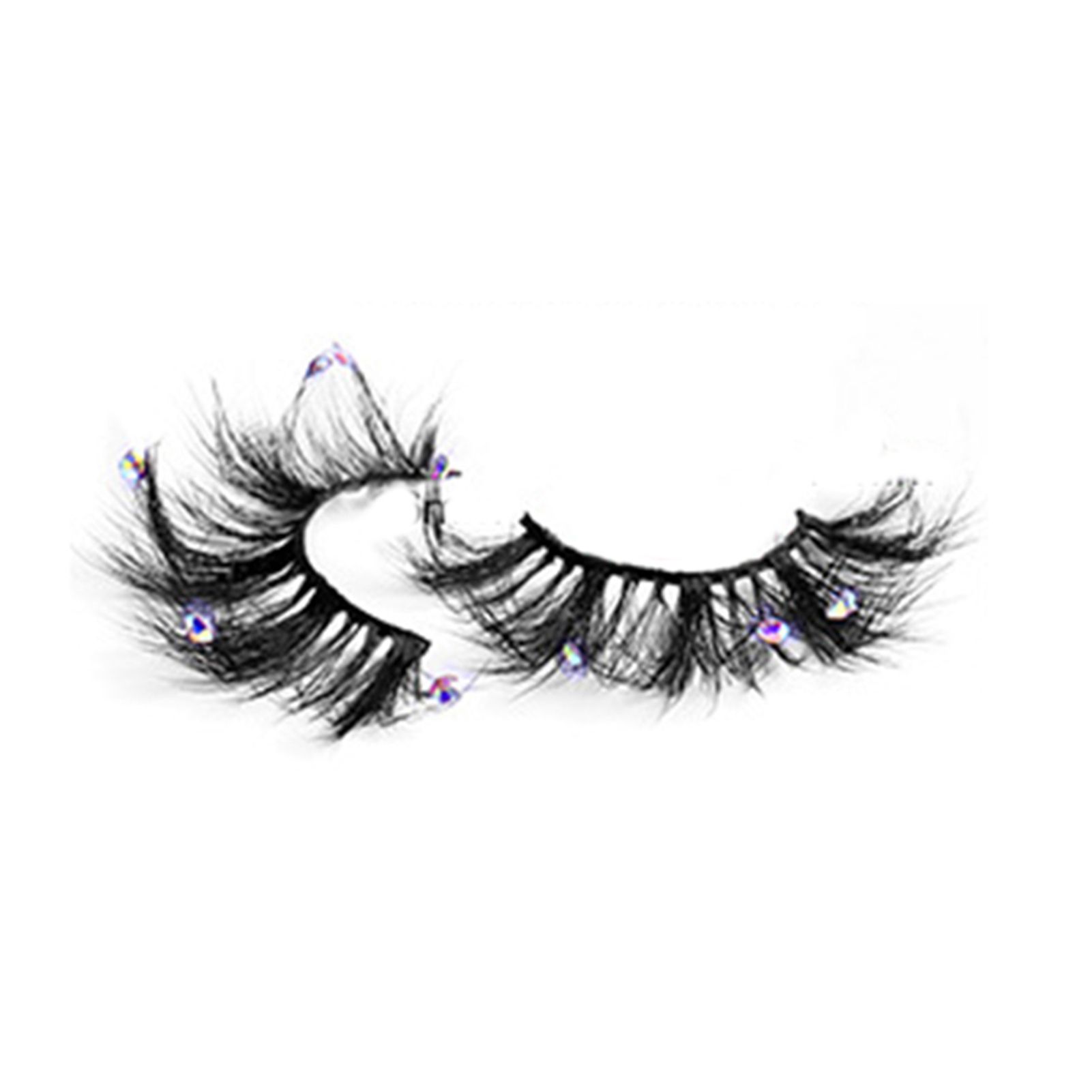 1 Pair False Eyelash Good Ductility Extending Hairs Long Usage Term Rhinestone Long Wispy Natural False Lashes for Female