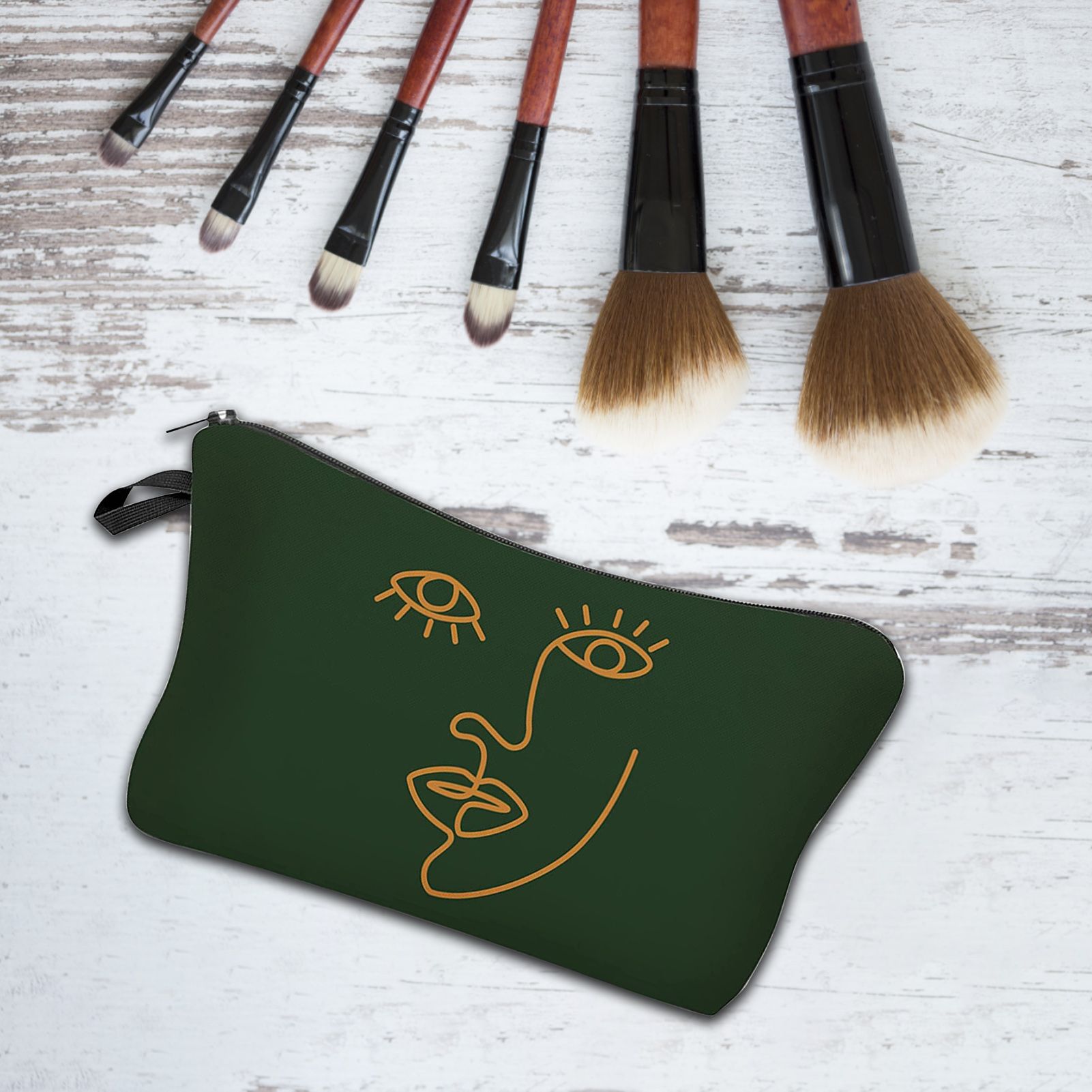 Beauty Bag Exquisite Artistic Face Print Large Capacity Toiletry Bag