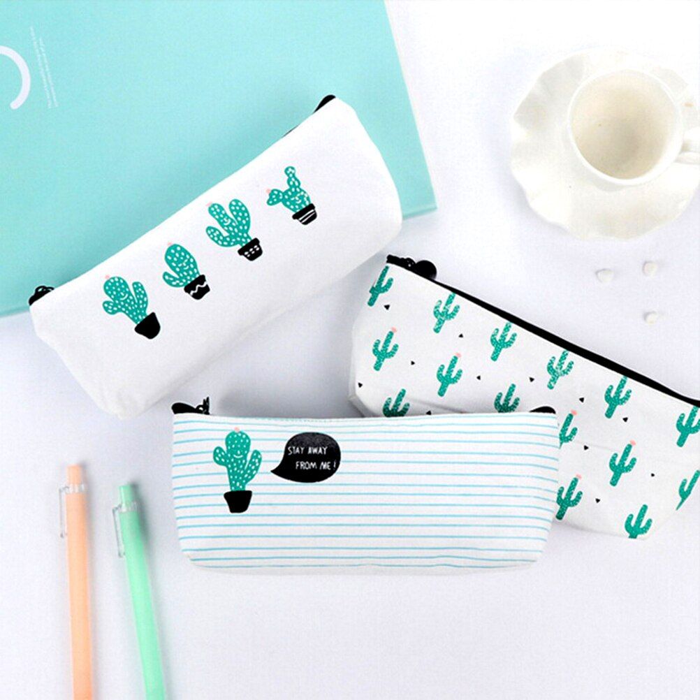 Portable Cactus Pencil Case Storage Bag Digital USB Gadget Charger Wires Coetic Pouch Stationery Case Gift Pencilcase Bag