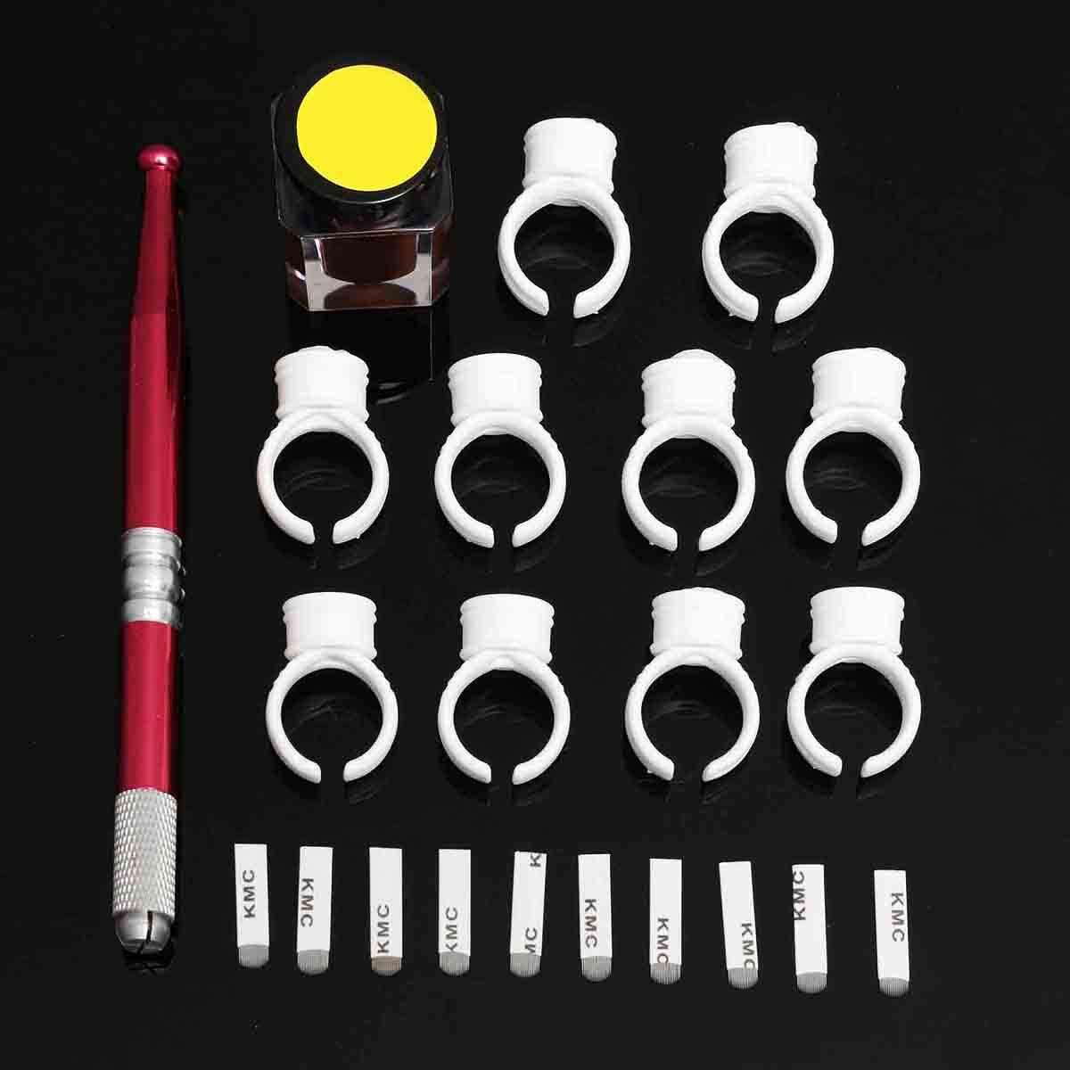 Microblading Permanent 3D Makeup Pen Eyebrow Tattoo Pen Pigment U18 Needles Kit -