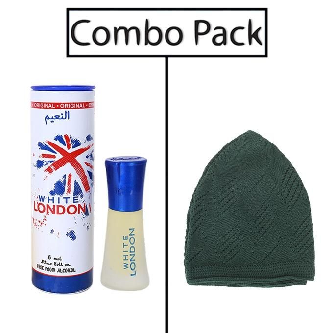 Combo of Al- Nuaim White London Attar and Dark Green Tupi