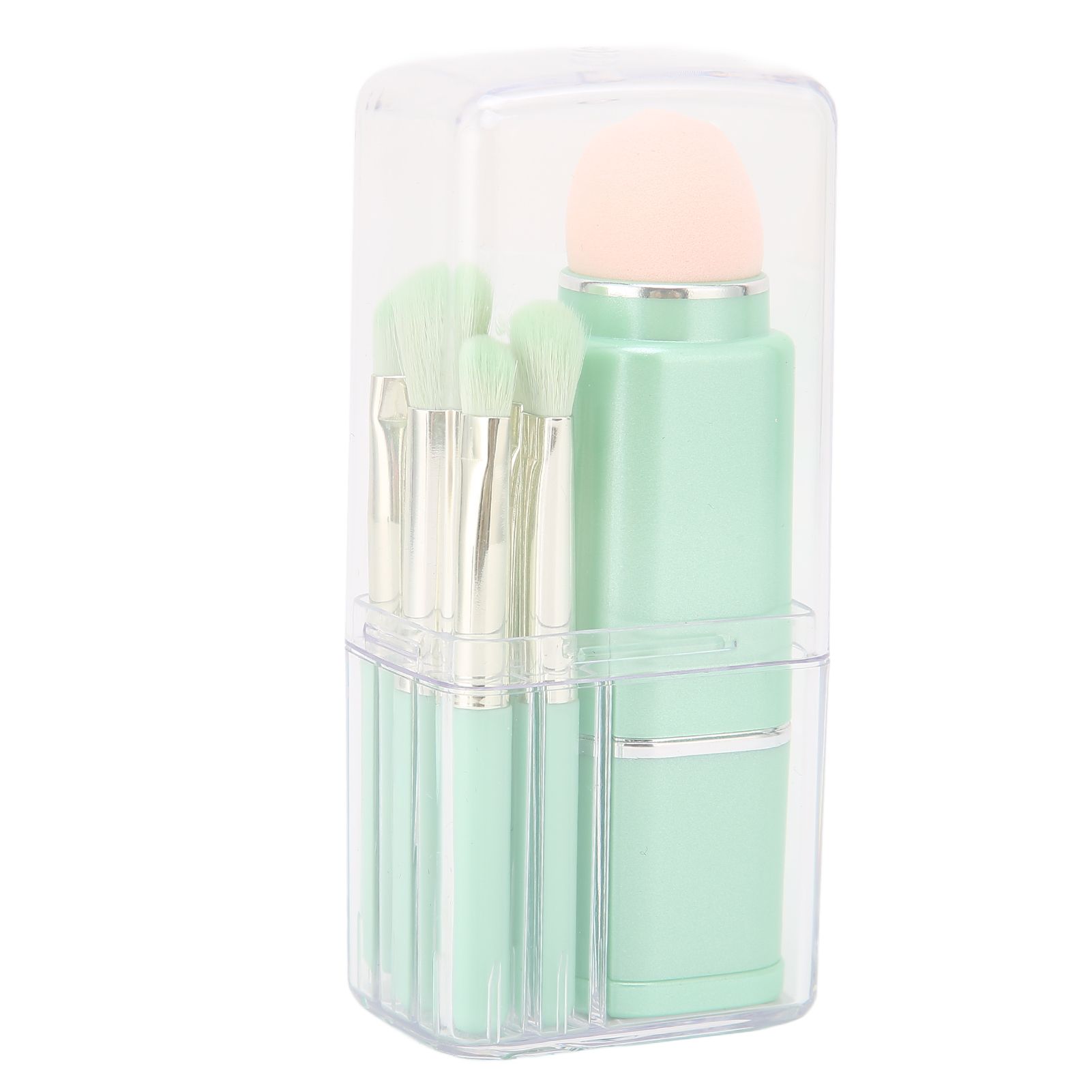 Lan KOU 8pcs Complete Makeup Brush Set Loose Powder Sponge Square Telescopic Light Cyan