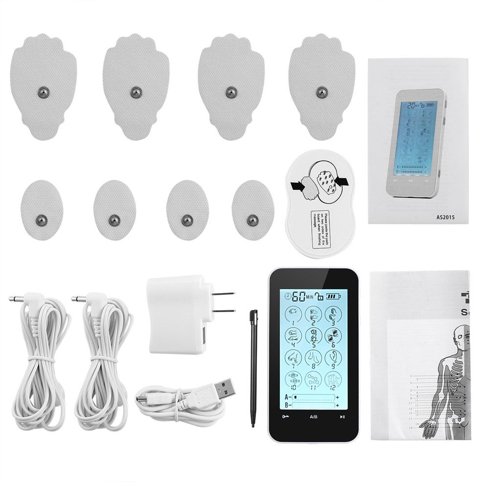 Rechargeable Machine Electric Massager Pain-Relieve 12 Modes Lcd Display-White