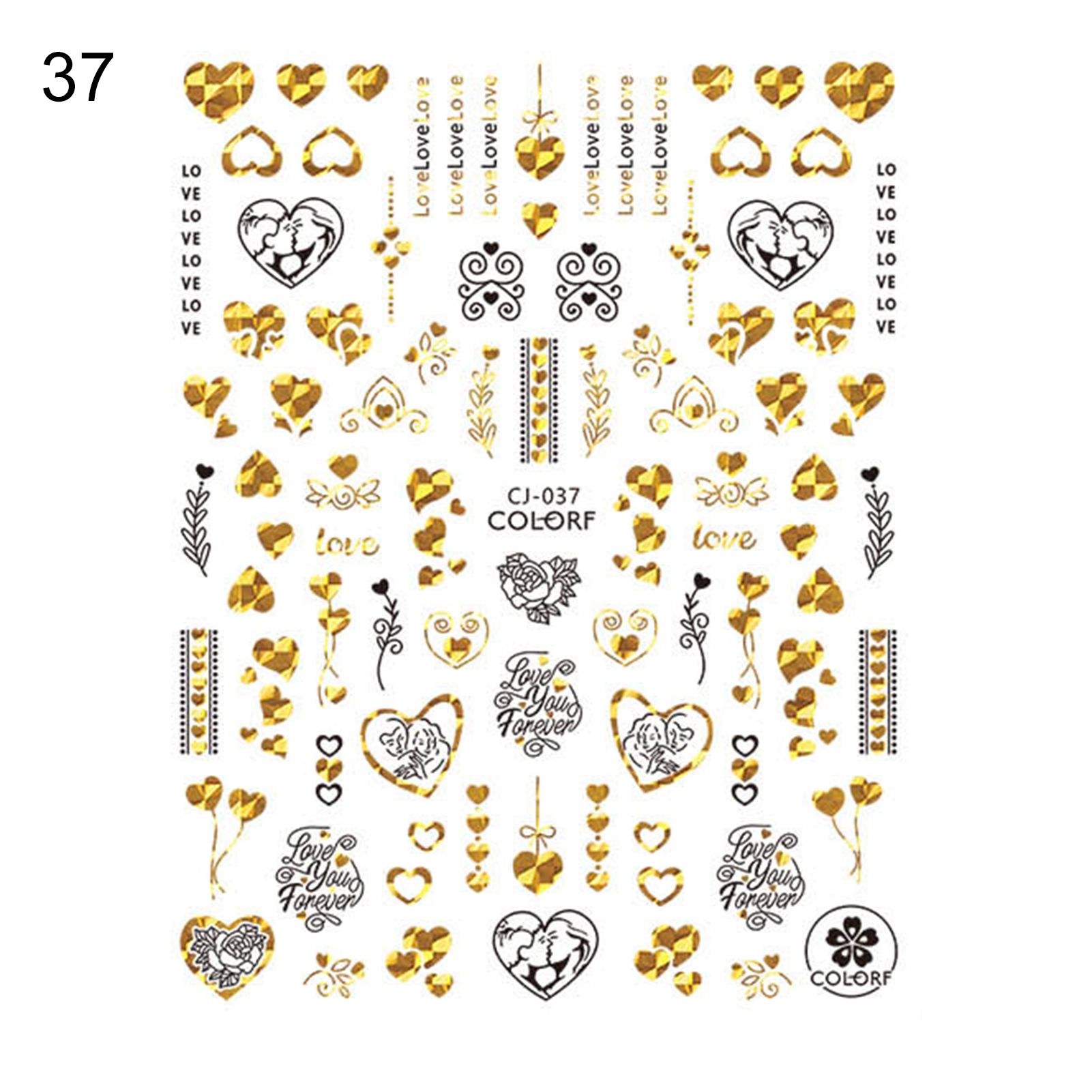 Nail Sticker Non-Fading 3D Effects Excellent Saturation Heart Romantic Valentines Day Nails Love Decals for Manicure
