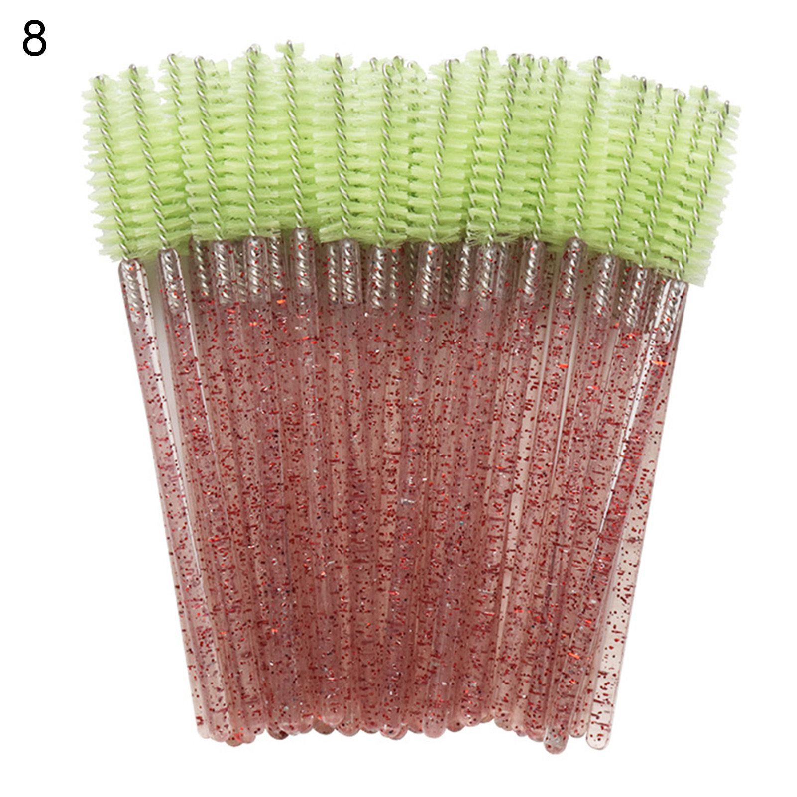 50Pcs Women Eyelash Brushes Nylon Head Disposable Crystal Rod Beauty Makeup Tool