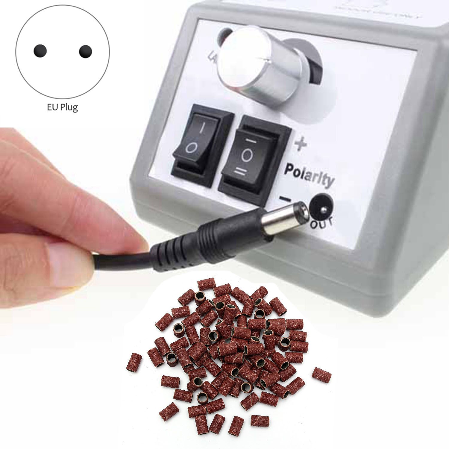 100 PCS Nail Drill Sanding Band Machine Replacement Bits Pedicure with Electric Nail Drill Manicure Set EU Plug