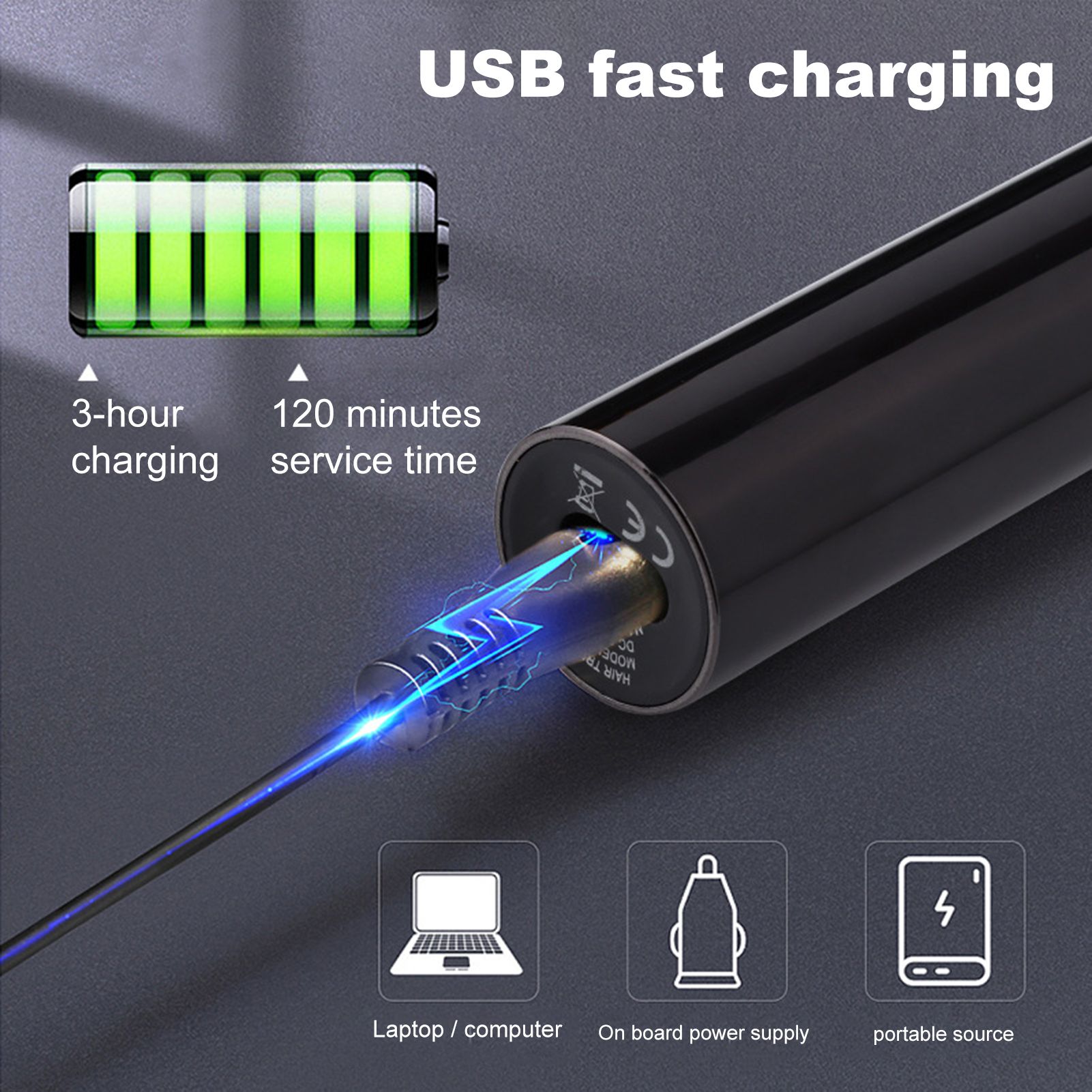 Electric Hair Trimmer Powerful USB Rechargeable Shaver Beard Trimmer