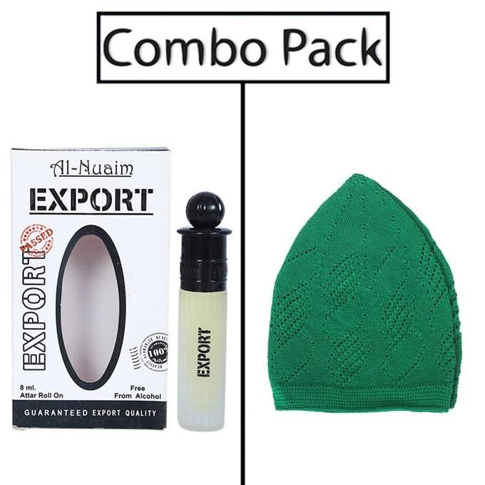 Combo of Al- Nuaim Export Attar and Light Green Tupi