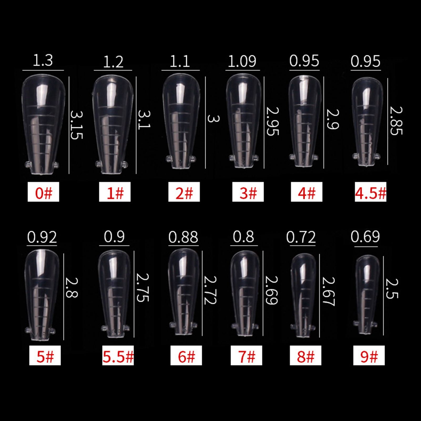 120Pcs/Box Nail Artificial Tips Size Design DIY Design Transparent Nails Art Fake Extension Tips for Nail Design