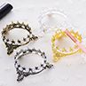 Elegant Metal Faux Pearl Inlaid Crown Stand Nail Art Pen Brushes Holder Rk