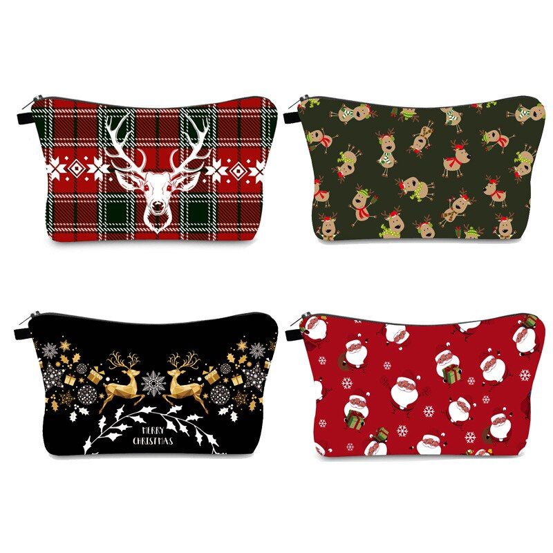 Christmas Series Makeup Bag Saves Organizer Cute Cartoon Purse Women Handbags Polyester Cotton Eco Waterproof Storage Bag