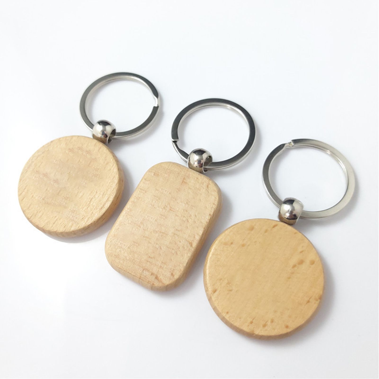 Key Chain Decor Long Lasting Empty Round Wooden Key Chain