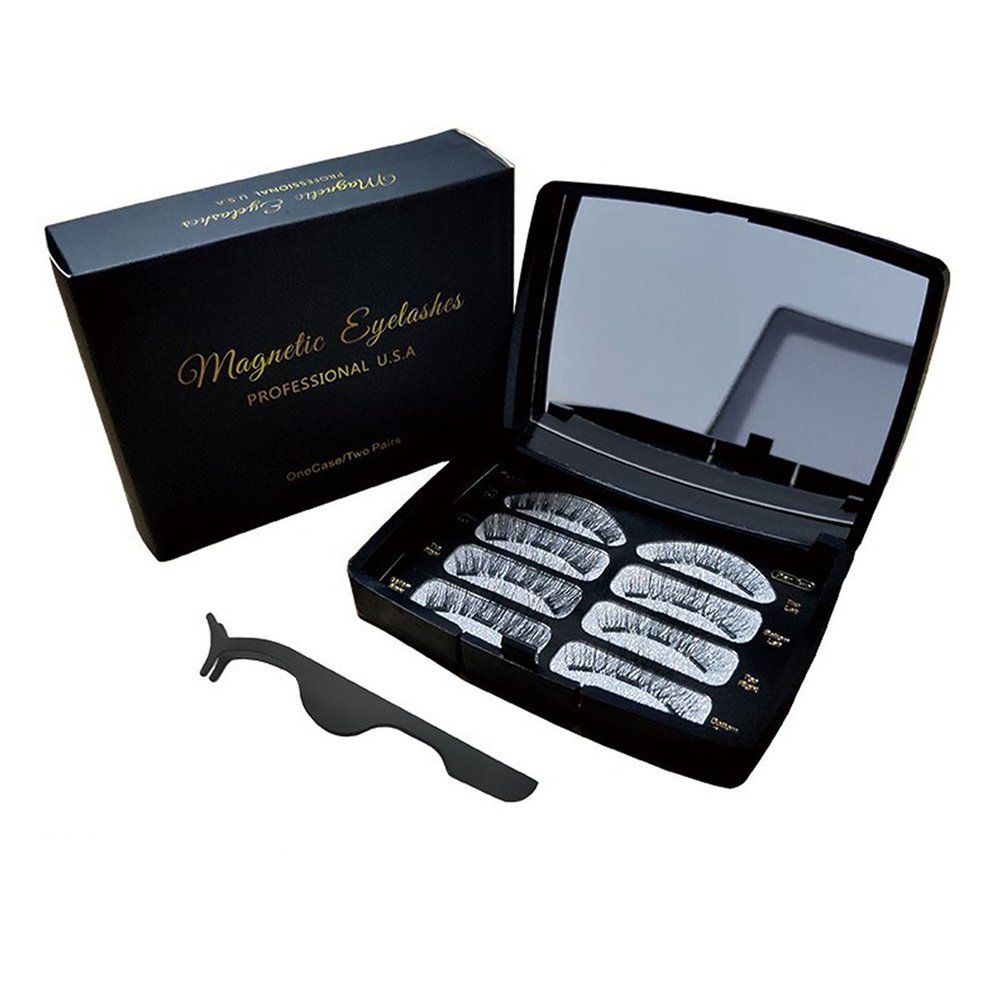 False Eyelashes High-end Fiber Durable Magnet False Eyelashes With Clip-black