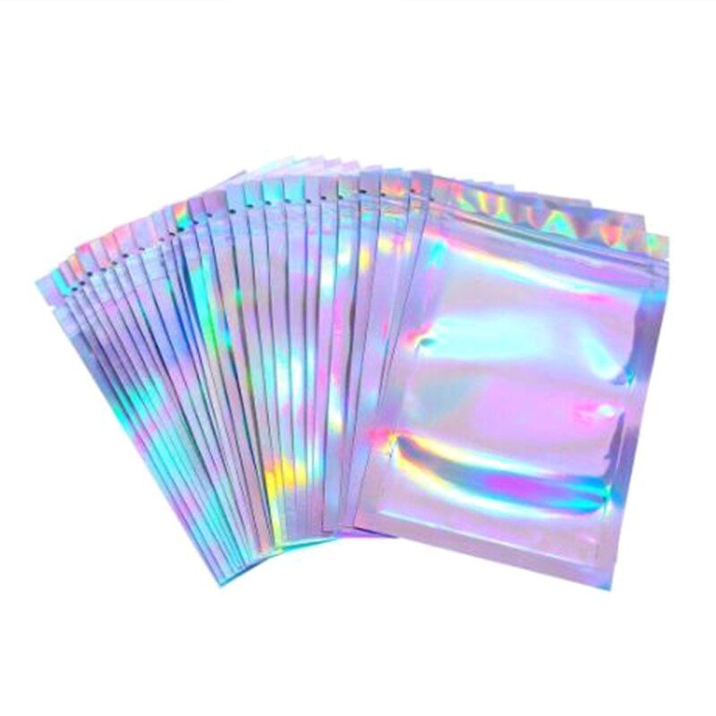 30pcs Translucent Zip Lock Bags Holographic Storage Bag Xmas Gift Packaging U90A
