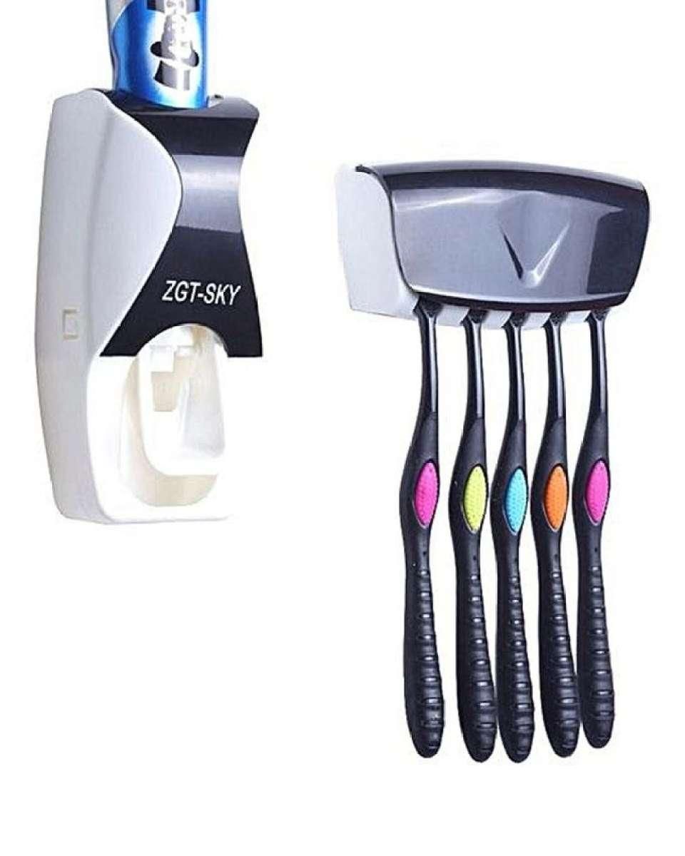 Toothpaste Dispenser with Toothbrush Holder - black head remover