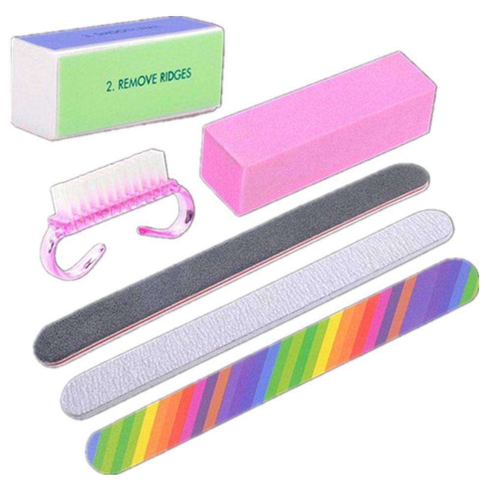 6 Pcs/set Professional Nail Art Styling ools Nail Cleaning Brush File Buffing Manicure ools Kit