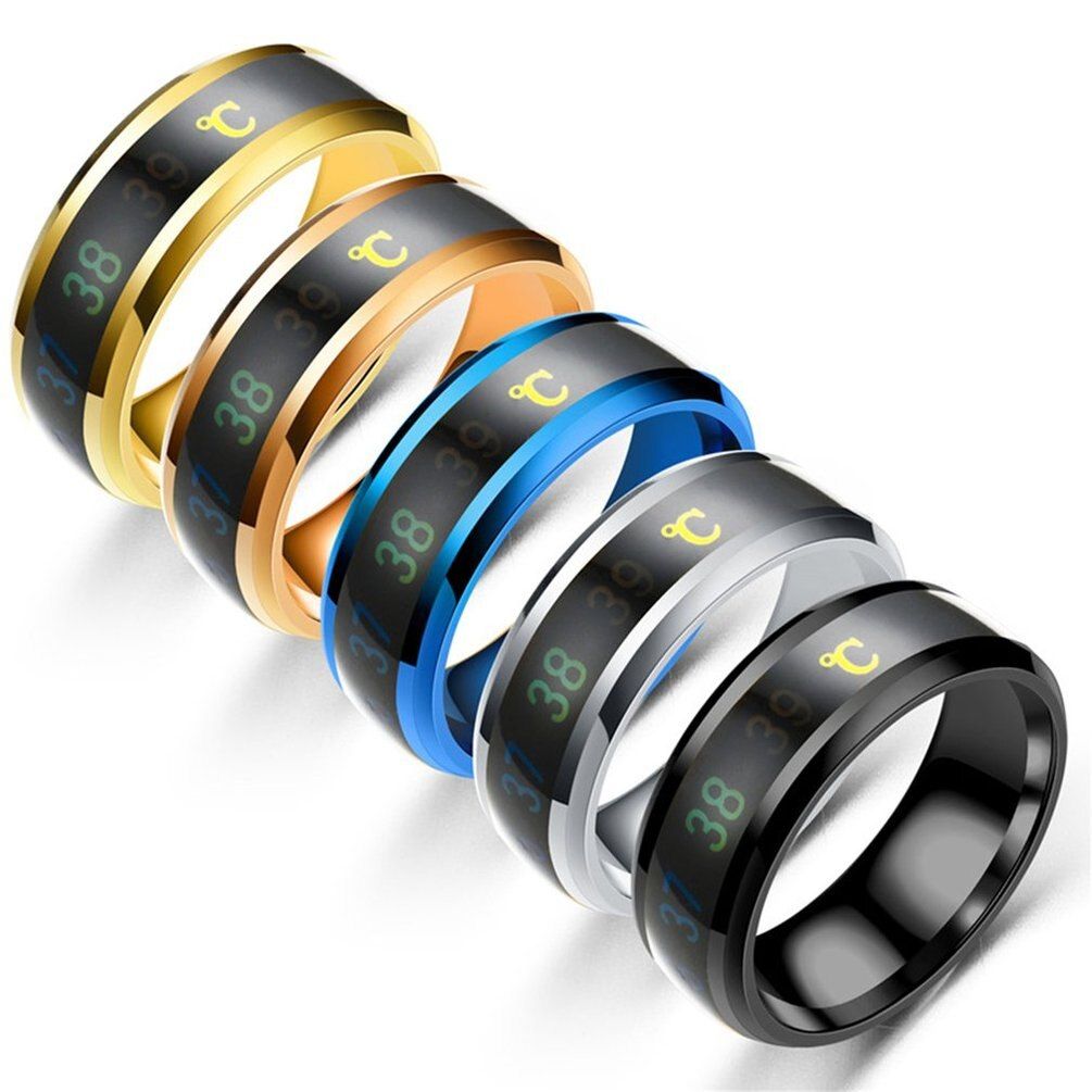 Smart Tature Ring Fashion Stainless Steel Intelligent Tature Sensor Rings Thermometer Finger Dil Tature Meter