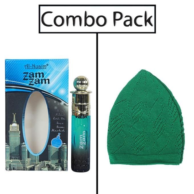 Combo of Al- Nuaim Zam Zam Attar and Light Green Tupi