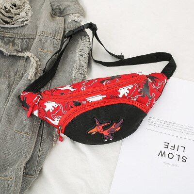 Kid Waist Bag For Boy Fanny Cartoon Dinosaur Chest Bag Children Patchwork Belt Bag Girl Money Pouch Boys Zipper Waist Pack Bag