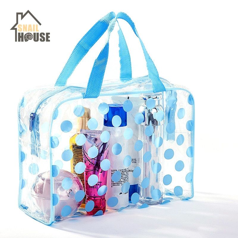 Snailhouse PVC Dot Coetic Bag Casual Transparent Make Up Women Bag Toiletry Waterproof Travel Storage Beauty Makeup Wash Case