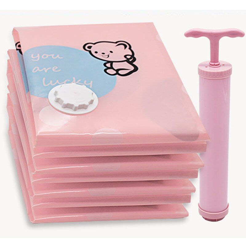 Boxi  Home Vacuum Bag For Clothes Organizer Storage bag Cartoon Bear Transparent Border Closet Packaging Organizer Seal Bags