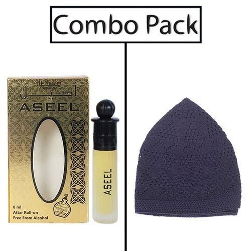Combo of Men's Nevy Blue Tupi and Al-Nuaim Aseel Attar