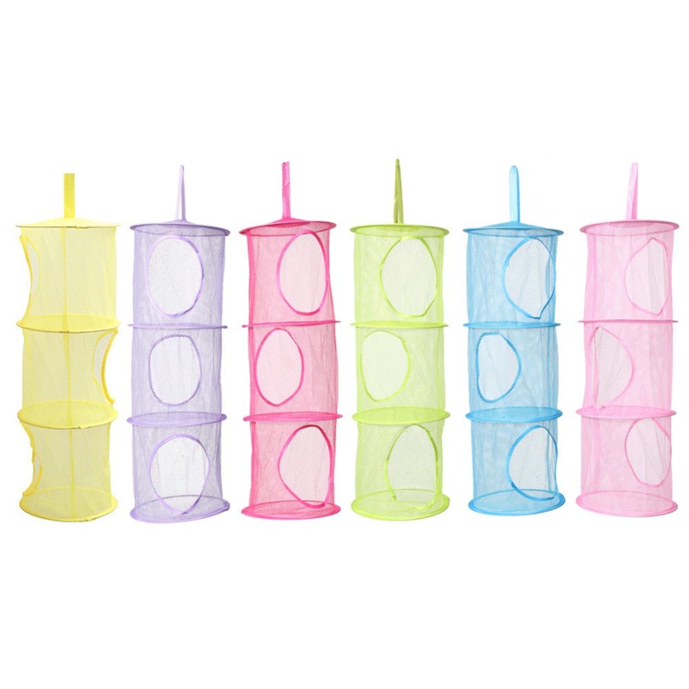 DIY 3 layer Hanging Storage Net Kids Toy Organizer Bag Bedroom Wall Door Closet