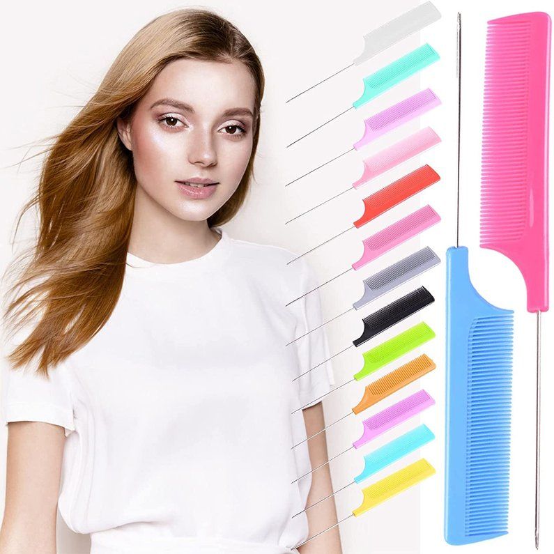 3Pcs Rat Tail Comb Steel Pin Rat Tail Fiber Heat Resistant Teasing Comb