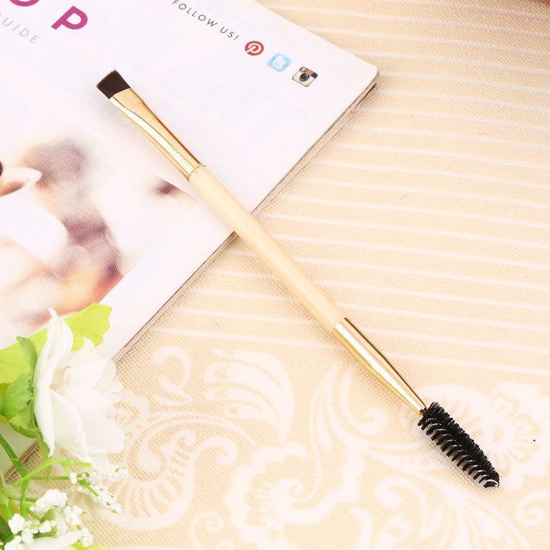 Fine bamboo handle Makeup tools double eyebrow brush  Eyelash brush