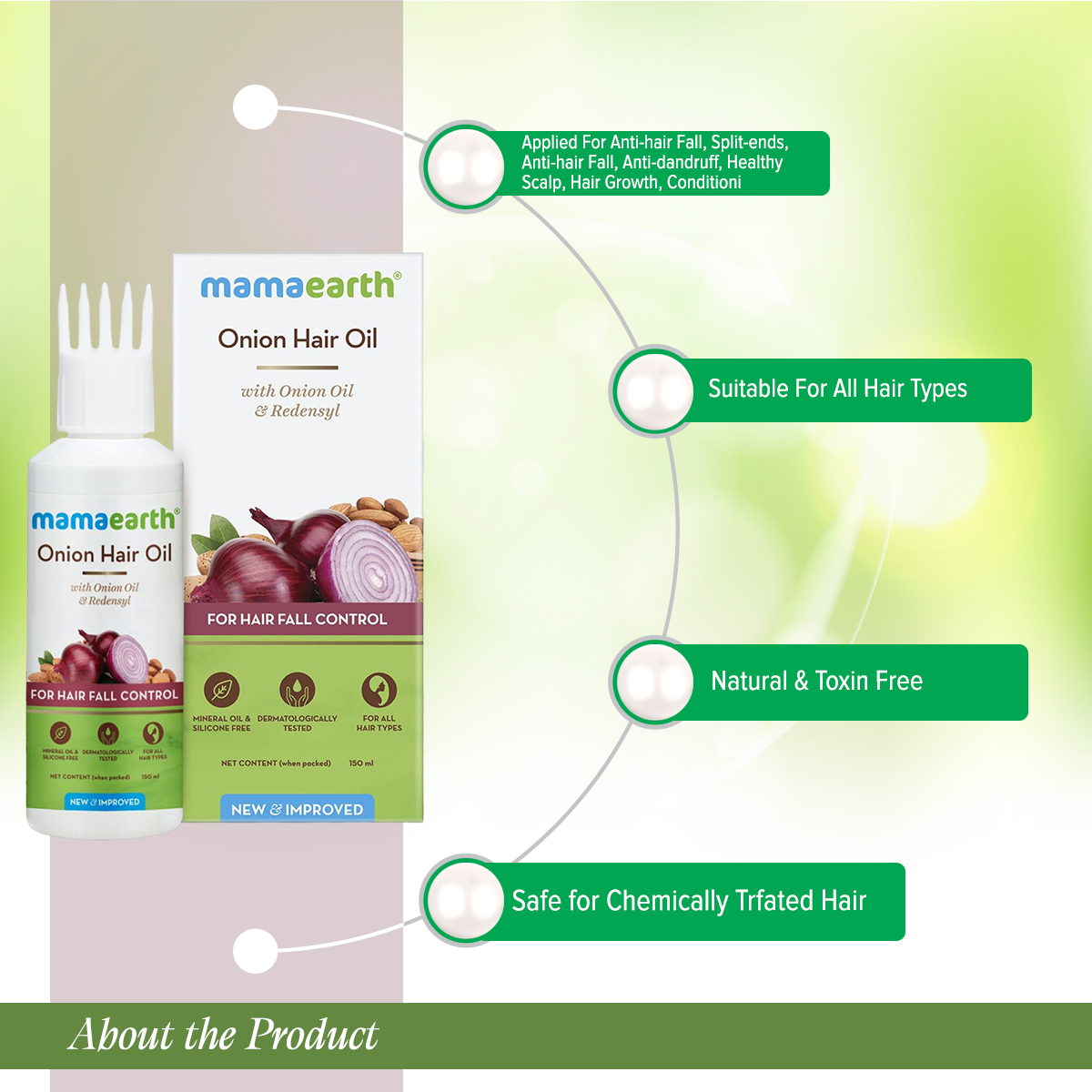Mamaearth Onion Oil for Hair Regrowth & Hair Fall Control Hair Oil  (150 ml)