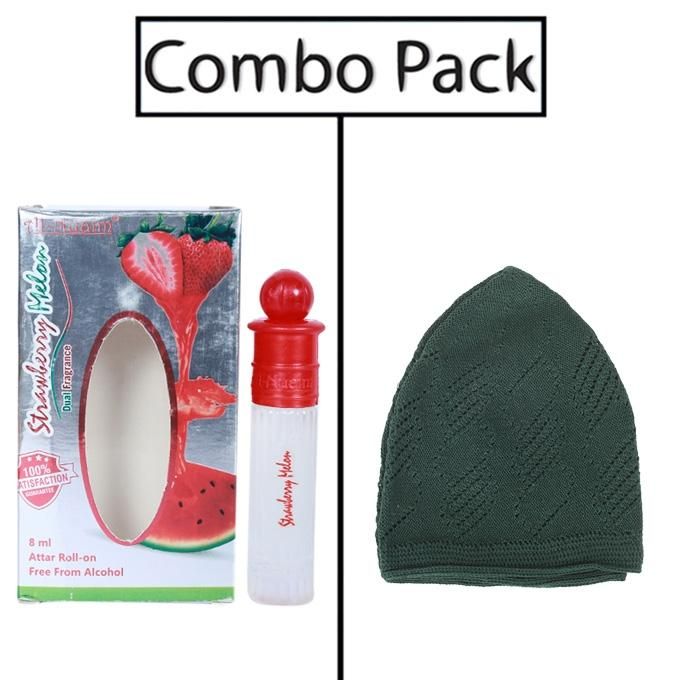 Combo of Al- Nuaim Strawberry Melon Attar and Dark Green Tupi