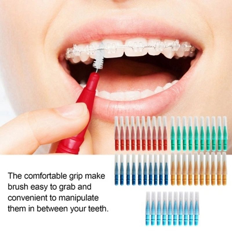 100Pcs Interdental Brush Teeth Soft Dental Picks Tooth Floss Interdental Brush Refill Dental Toothpick Cleaners