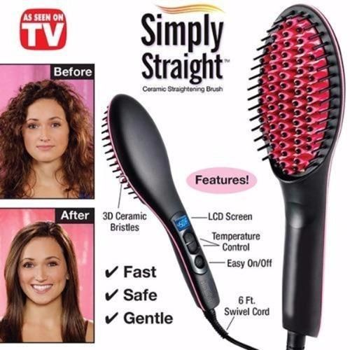 Simply Straight Ceramic Straightening Brush - Black and Pink