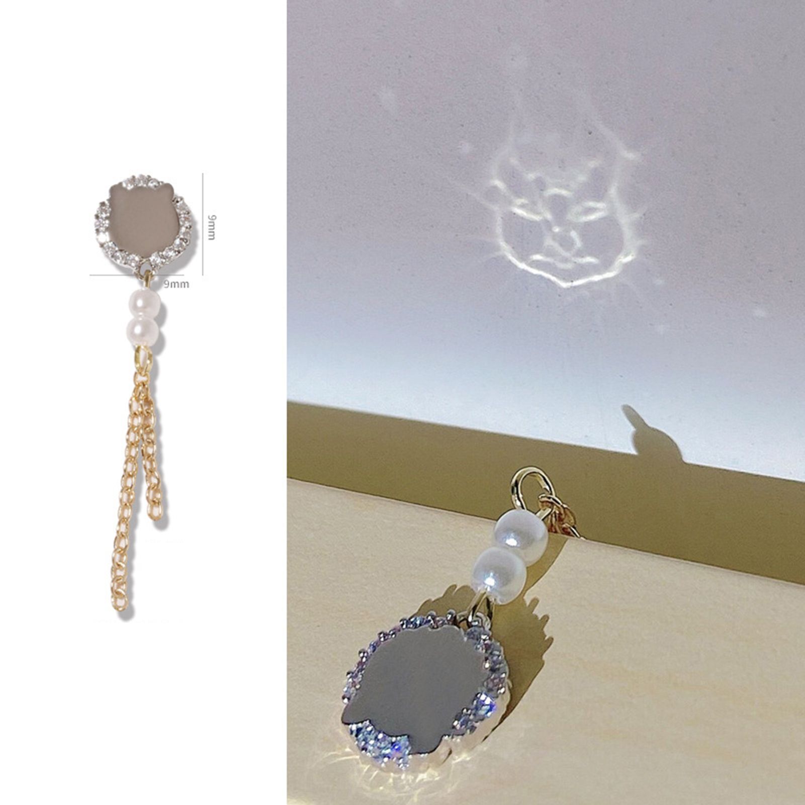 Nail Chain Pendant Non-Fading 3D Effect Gloss Art Mirror Projection Zircon Jewelry Butterfly Bear Love Heart Pendant for Manicure