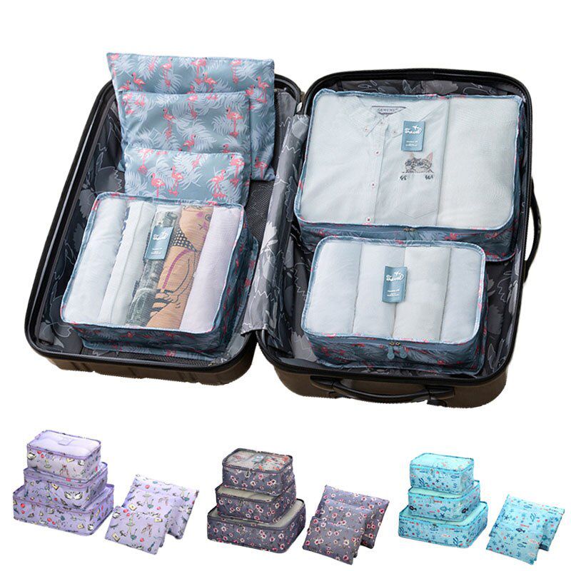 6PCS Travel Storage Bag Set For Clothes Tidy Organizer Wardrobe Suitcase Pouch Travel Organizer Bag Case Shoes Packing Cube Bags
