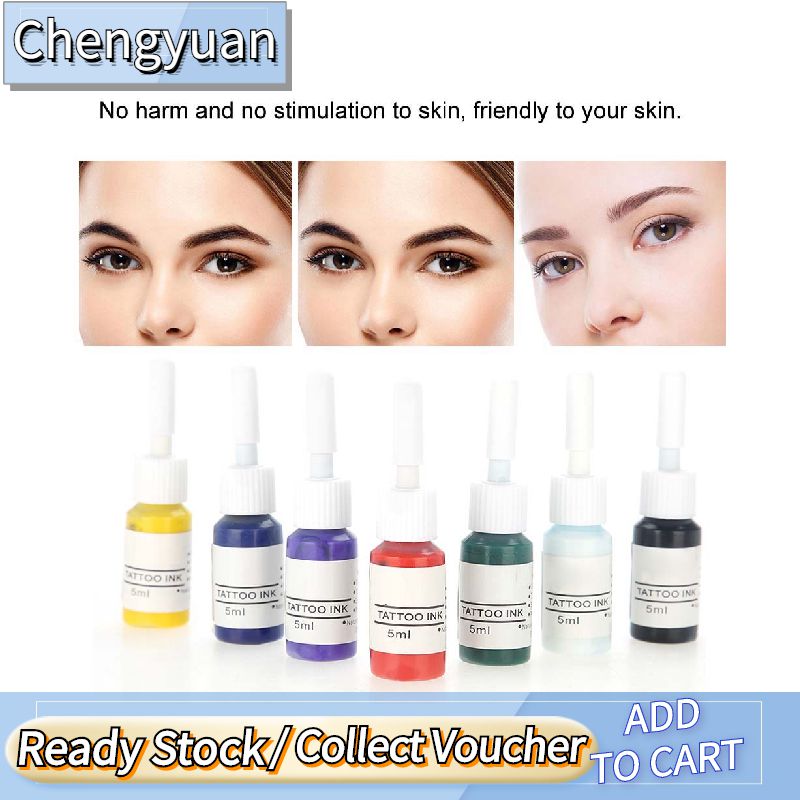 5ml/Bottle 7 Colors Tattoo Makeup Ink Natural Pigment Ink Professional Beauty Body Art Inks