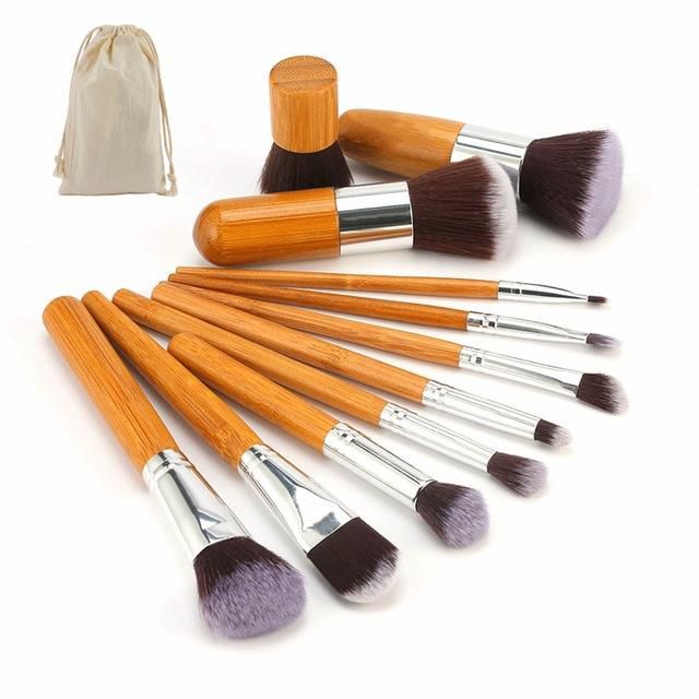 Professional Bamboo Makeup Brush Set - 11 Pcs
