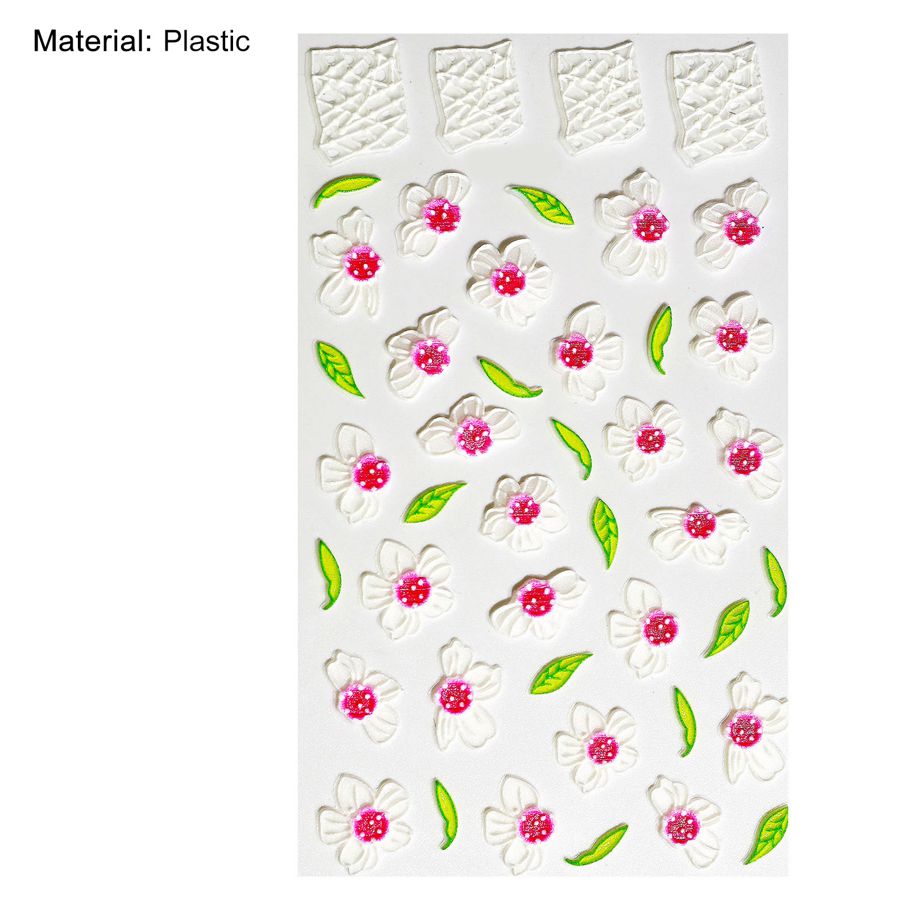 Embossed Nail Sticker Fashion Flower Leaf Pattern DIY Nail Art 5D Nail Transfer Sticker Decal for Women 