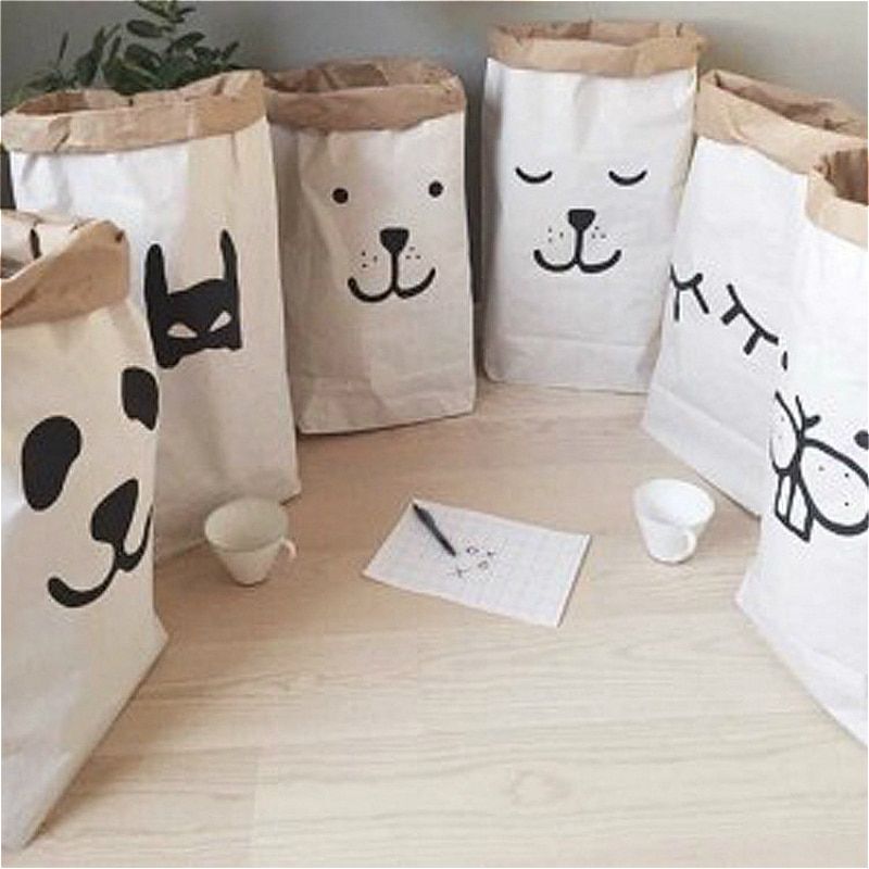 Nordic Style Cartoon Large Storage Bag kid Laundry Bags Toys Clothes Organizer Children Baby Play Mat Children Room Decoration