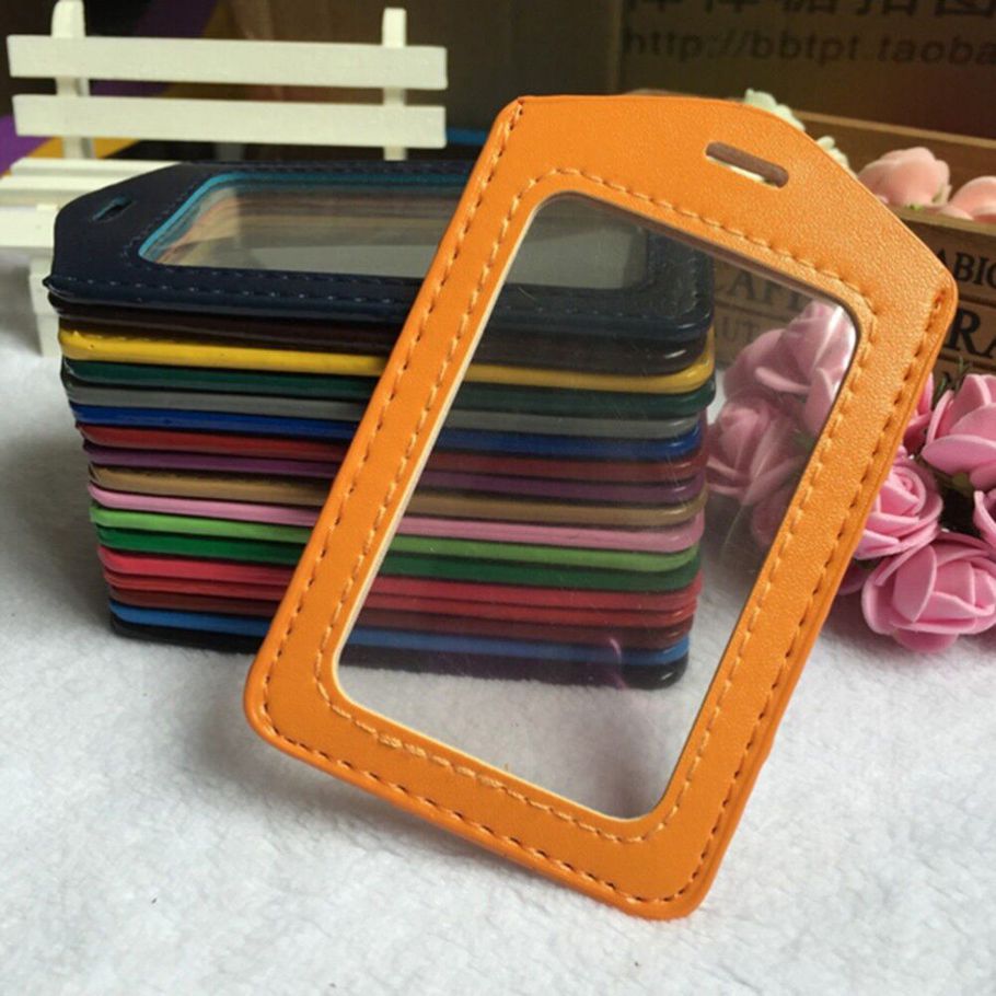 1Pc PU Card Case Holder Organizer Candy Color Portable String Fashion ID Bus Identity Badge Bag with Lanyard Porte Carte Credit