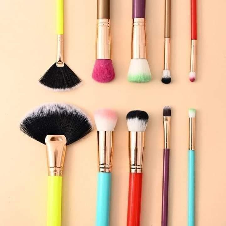 Kabuki Ultra Soft Makeup Brushes Set of 10 Pieces Brush Colorful Multicolor Makeup Brush