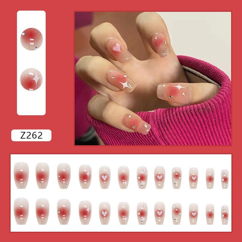 Menggh 24pcs With Glue Fake nails With Design press on nails False nails Full Cover Rhinestone decoration Artificial nails water proof nail art