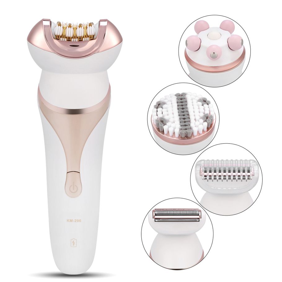Women Lady 4 in 1 Electric Cordless Epilator for Shaving Trimming Cleansing Massager Waterproof