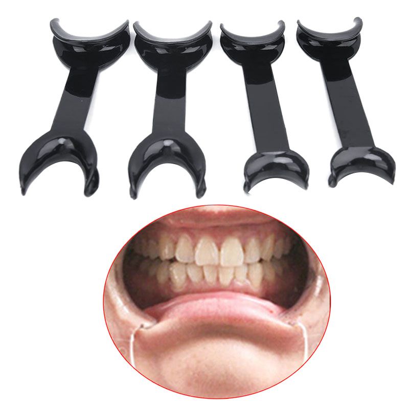 4Pcs Black T-Shape Mouth Openers Intraoral Cheek Lip Retractor Opener Double Head Orthodontic Teeth Mouth Opener Dental Tool