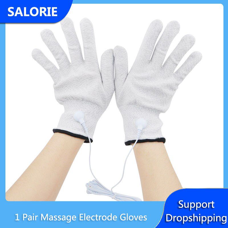 Conductive Fiber Massage Electrode Gloves for EMS TENS Machine Therapy Hand Massager Anti-static Health Care Muscle Stimulator-Gloves XL