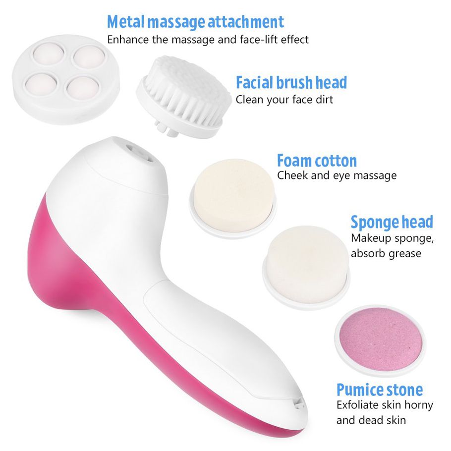 5 in 1 beauty instrument beauty facial brush facial cleaning massager private label facial massager